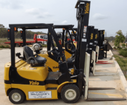 Group of Yale 1.5T Diesel parked side by side for sale or hire